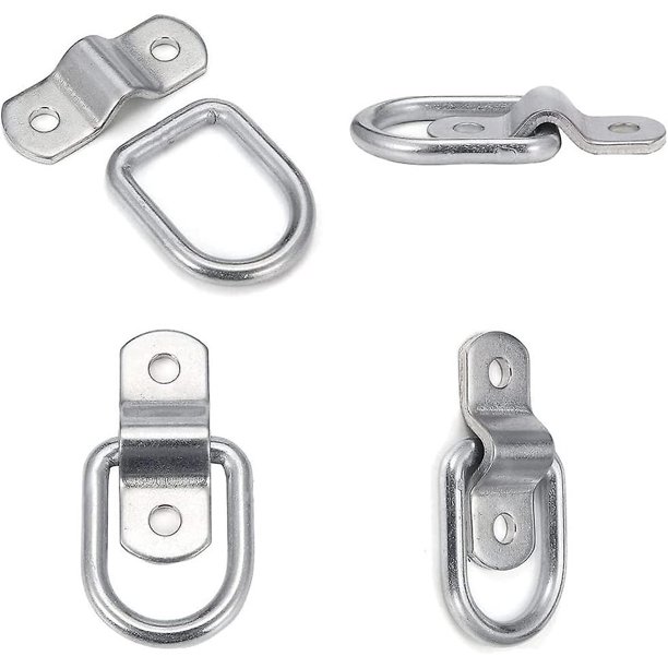 D Ring Tie Downs Heavy Duty Tie Down D-rings Anillo de amarre de anclaje con soporte de montaje para cargas en barcos Remolques Camiones Rv Montaje en piso (2 piezas, LingWen 8390606492890