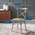 thumbnail image 3 of Home Square 2 Piece Wood Dining Side Chair Set with Rattan Seat in Light Gray, 3 of 9