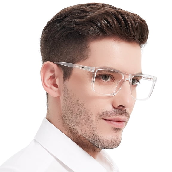 MARE AZZURO Oversized Square Reading Glasses Men Large Readers Big Face (Transparent, 2.0)