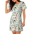 thumbnail image 2 of Fotbe Cartoon Dinosaur Bata de Dormir para Mujer con Estampado, Camisón de Algodón de Manga Corta, Ropa de Dormir Casual, 2 of 6
