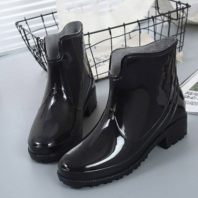Punk Style Black Patent Leather Silver Chain Ankle Boots Ankle