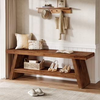 Oriental Furniture Japanese Bamboo Folding Indoor Backless Bench