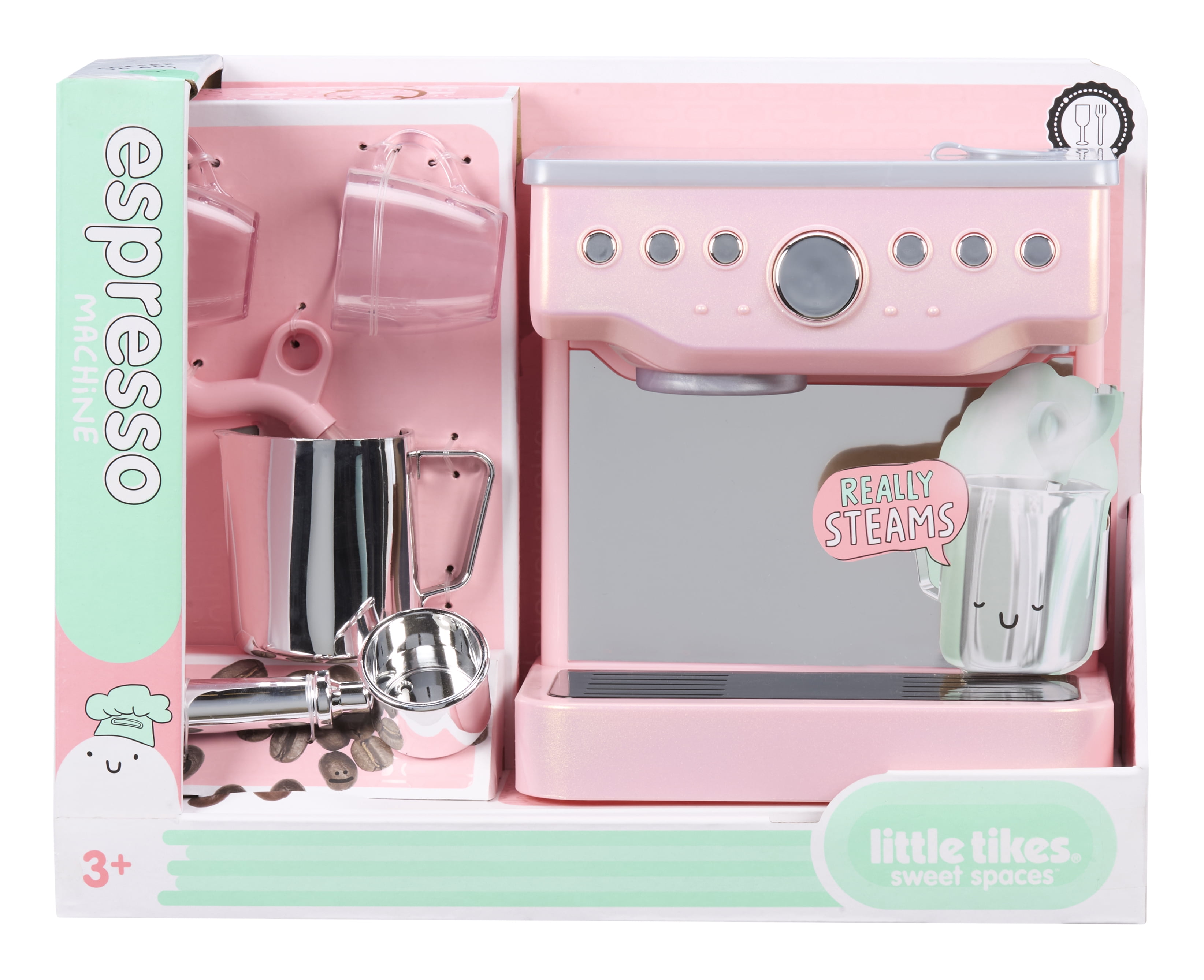 Little Tikes Home Espresso Machine, Imaginative Pretend Play Kitchen, Pink, Ages 3+