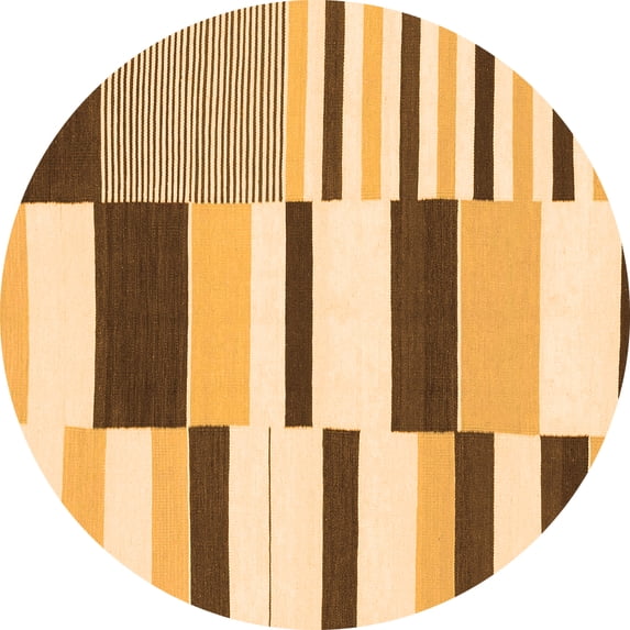 Ahgly Company Indoor Round Abstract Orange Modern Area Rugs, 4' Round