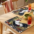 thumbnail image 4 of Vintage Rooster Placemats Set of 6, Farmhouse Animal Leaf Fruit Pastoral Country Black Plaid Non-Slip Place Mats Washable Table Mats for Kitchen Dining Table Decorations Indoor/Outdoor, 4 of 9