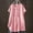 Pink, variant on YHAJDS Tops or Blouses for Women Short Sleeve Round Neck Solid Color Linen Like Button Top