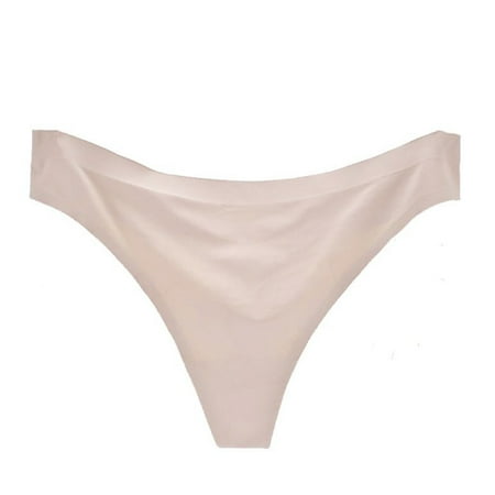 

TAIAOJING Thongs For Women Invisible Ice Silk Seamless Crotch BK L Underwear Panties Brief