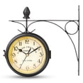 thumbnail image 2 of Retro Antique Double Sided Wall Mounted Clock Metal Frame Bracket Station Clock For Garden Home 5x4inch, 2 of 6