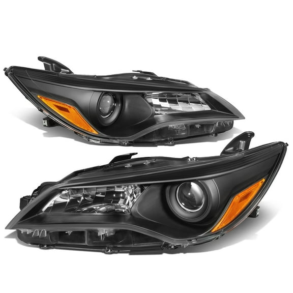 DNA Motoring For 2015-2017 Toyota Camry Black Amber Corner Projector Headlight Lamps Pair