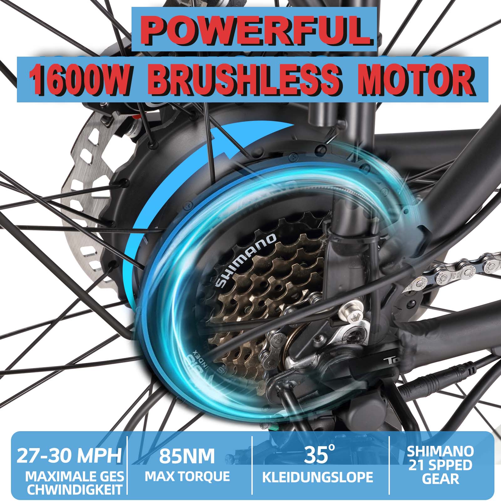 KETELES 1600W Electric Bike for Adults, 26" Fat Tire Electric Commuter Bicycle, Electric Mountain Bicycle Beach Snow Bike Ebike E-bike with 48V 20AH Removable Battery 21-Speed, UL2849