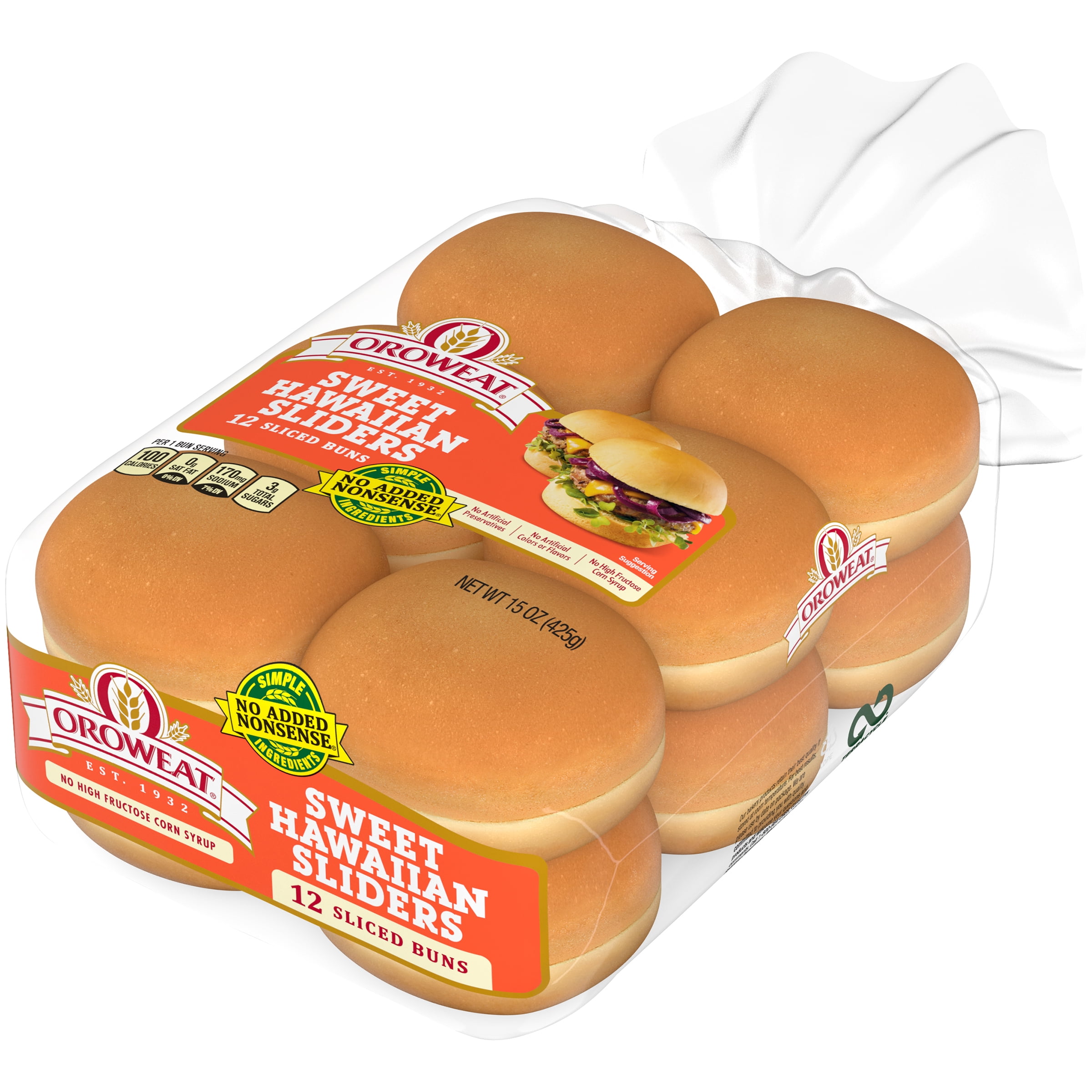 Oroweat Sweet Hawaiian Slider Buns, 12 count, 15 oz