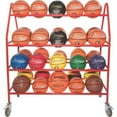thumbnail image 7 of Champion Sports Double Wide Four Tier Basketball Storage Rack Cart with Locking Swivel Caster Wheels, 48 Ball Capacity (Chrome), 7 of 7