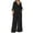 Black, variant on Women's Fashion Elegant Temperament Solid Color Waist V Neck Jumpsuit Women Tuxedo Suit plus Size Loose Jumpsuit for Women Cute New Years Eve Outfits plus Size Overalls for Body Suit Tops for Women
