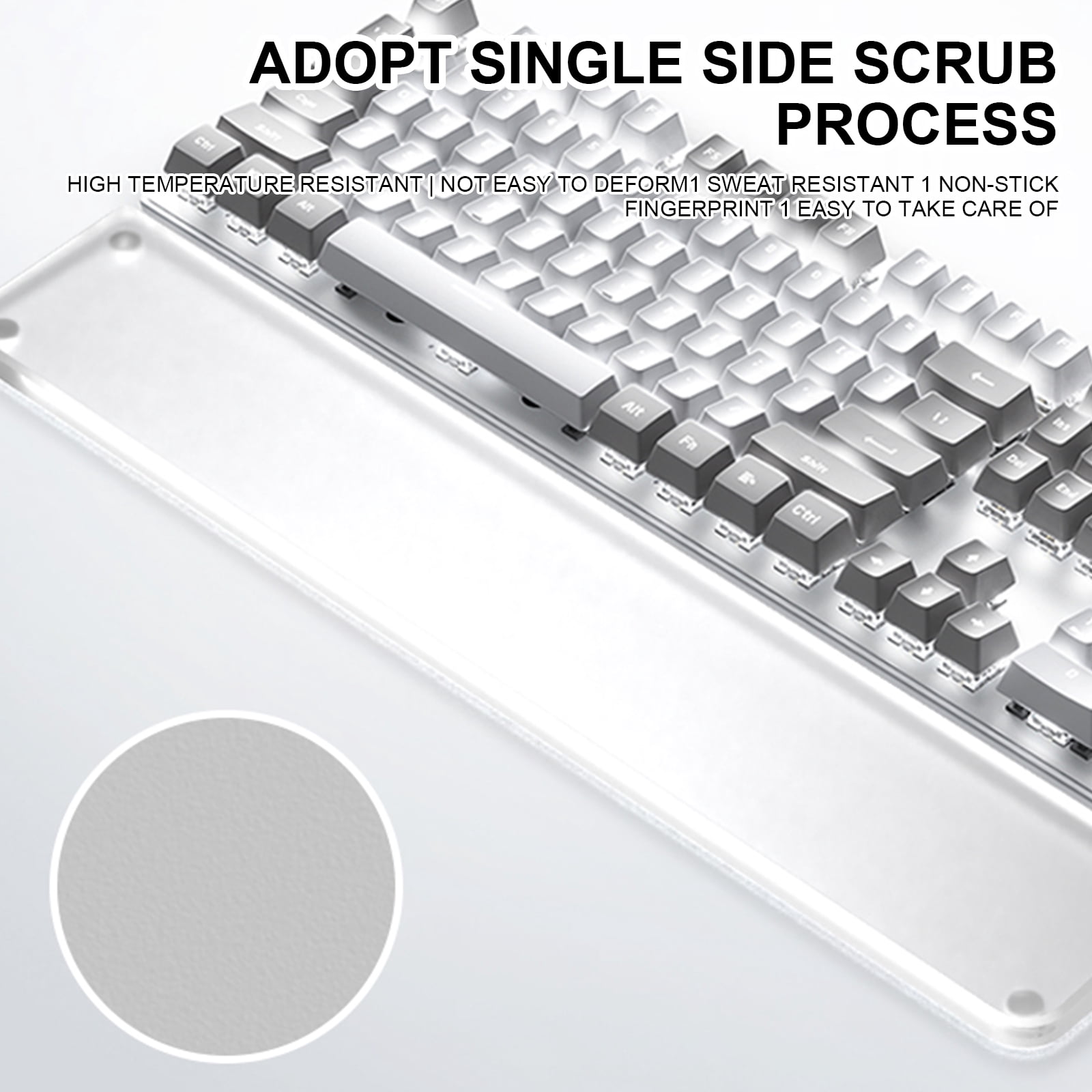 Acrylic Keyboard Wrist Rest, Transparently Ergonomic Wrist Support Pad for Typists and Gamers, Antislip Base