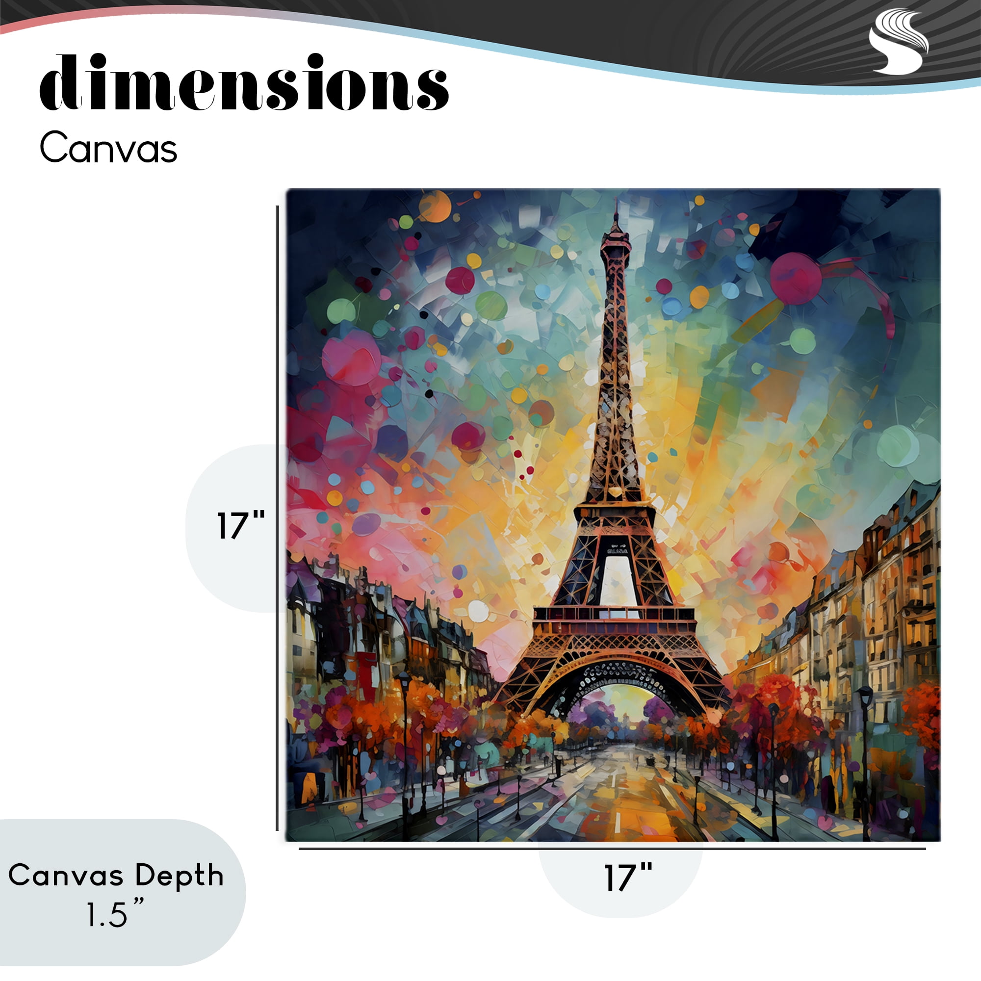 Stupell Industries Eiffel Tower with Vibrant Dots Canvas Wall Art, design by Creative Studio