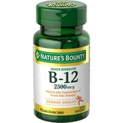 Natures Bounty Vitamin B12 Quick Dissolve Tablets, 2500 mcg, 75 Count