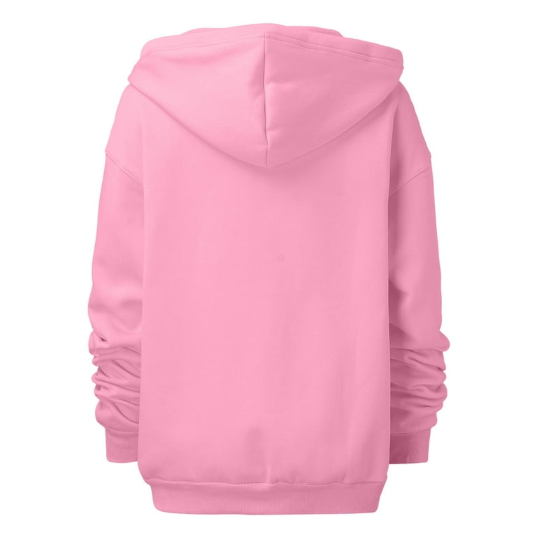 Aayomet Oversized Zip Up Hoodie for Women Baggy Loose Basic Zipper Hooded  Sweatshirt Coat Y2K Jacket (Pink, XL) 