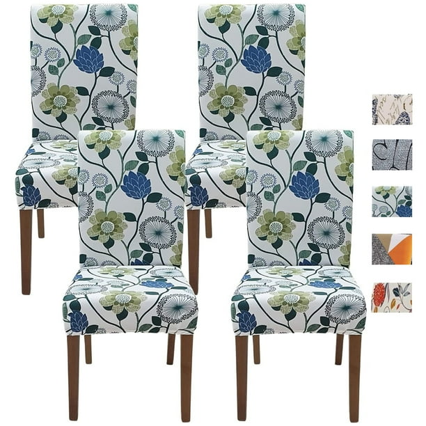 Chair Covers Set of 4 Stretch Chair Slipcovers, Seat Protector Spandex Kitchen Chair Seat Covers