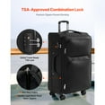 thumbnail image 4 of KFFKFF Softside Expandable Luggage with Spinner Wheels, 28-Inch Softside Checked Large Luggage, Lightweight Checked Suitcase with Expandable Zippered Pocket and TSA Lock, Black, 4 of 9