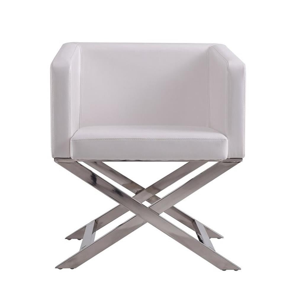 Manhattan Comfort HollyWood Faux Leather Accent Lounge Chair in White