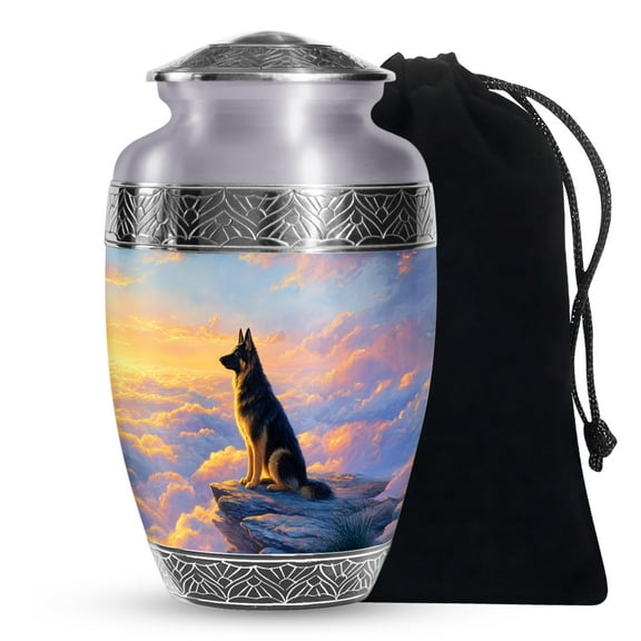 SABURIAL Dog Urn - Large Burial Urn For Adult Men & Women Ash - Unique Funeral Urns For Human Remains - Beautiful Urns For Wife Ashes - 10 Inch Large With Velvet Bag