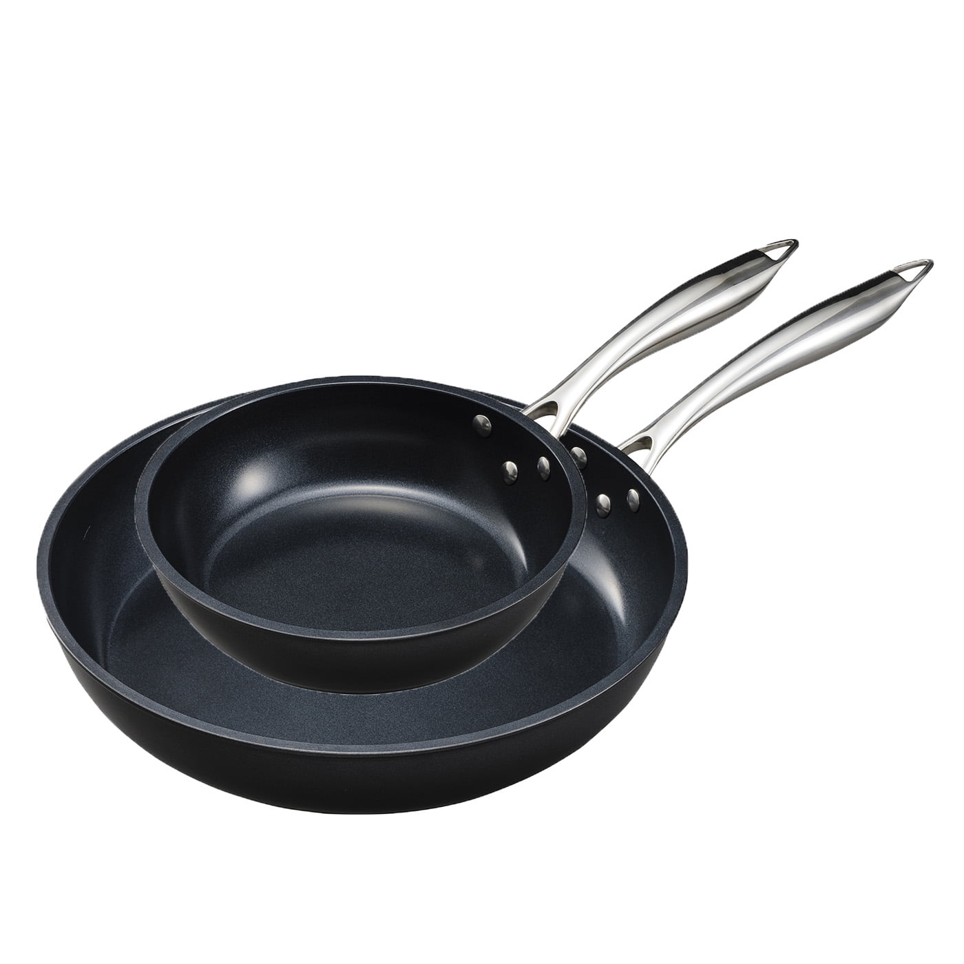 Kyocera 8" & 12" Ceramic Coated Nonstick 2 Piece Fry Pan Set, Black