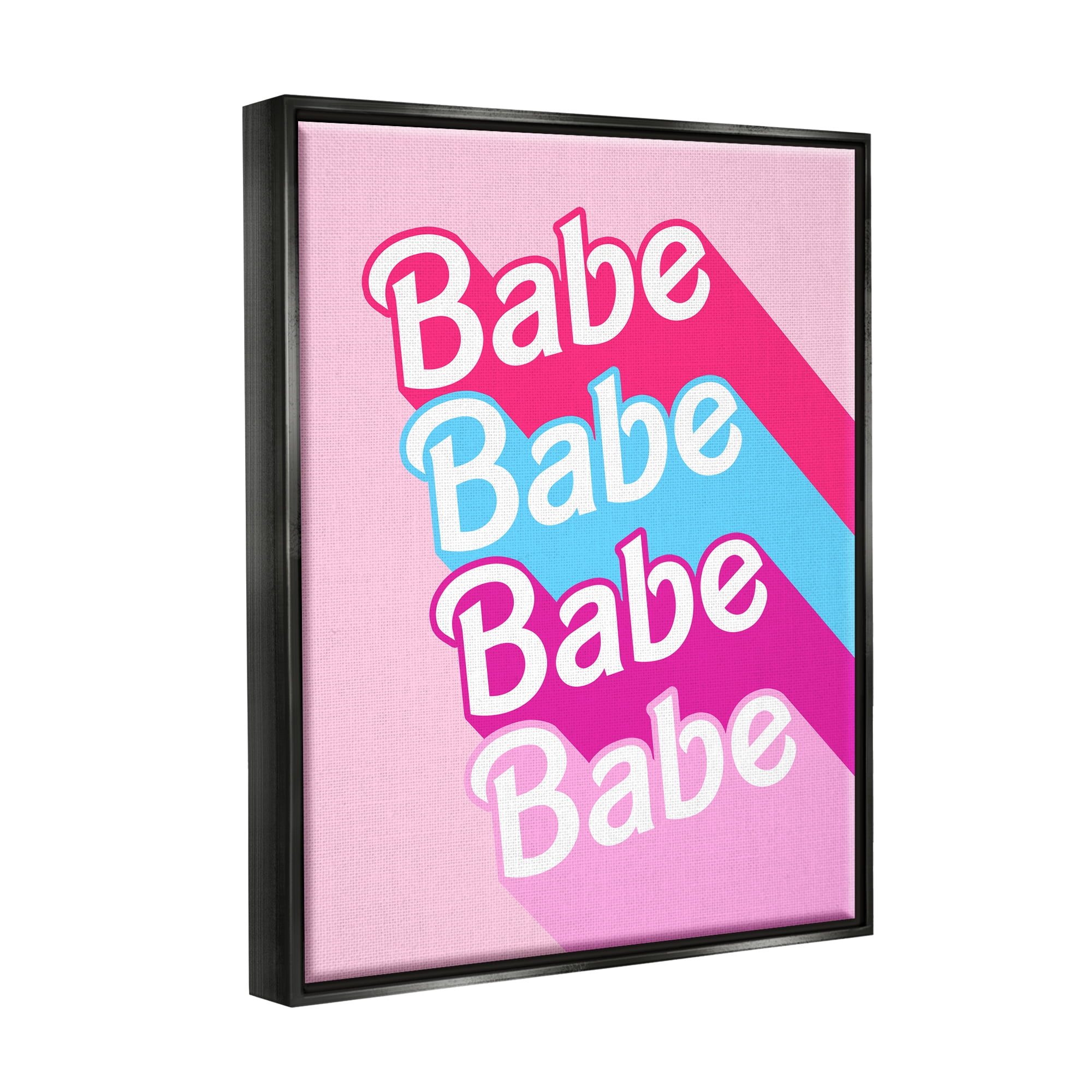 Stupell Industries Babe Glam Words Inspirational Painting Black Floater Framed Art Print Wall Art, 17 x 21