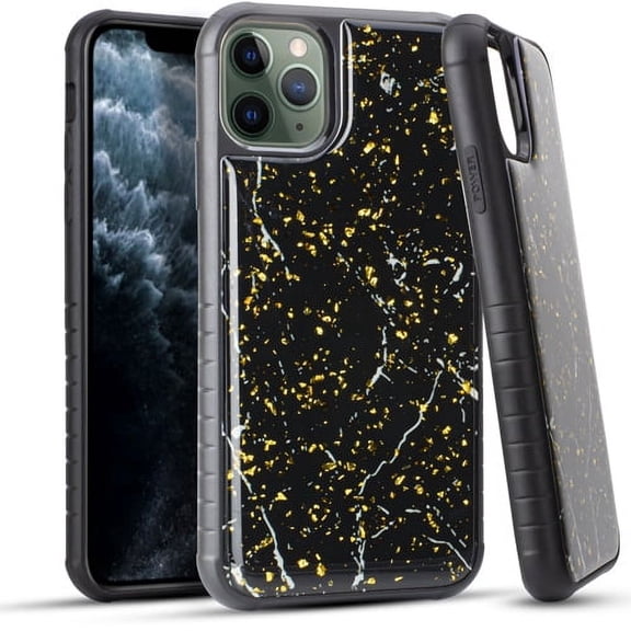 GSA Gold Flake Hybrid Marble Case for iPhone 11 Pro (5.8") - Black