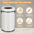thumbnail image 2 of 17 Gallon/65L Commercial Open Top Trash Can, Heavy Duty Brushed Stainless Steel Garbage Can, Large Capacity Kitchen Waste Bin for Office, Restaurant, Lobby, Patio, Outdoor Use, White, 2 of 7