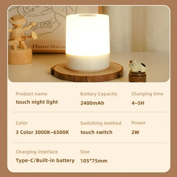 DEELLEEO Table Lamp Night USB LED Lamp With Switch Rechargeable Lights For Kitchen Hallway Closet Bedroom Home Night Light Three Colors