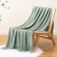 thumbnail image 4 of Battilo Sage Green Throw Blanket for Couch,Green Boho Blanket,Spring Throw for Living Room,50"x60", 4 of 9