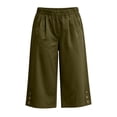 thumbnail image 4 of Cloaraye Cotton Capri Pants for Women Elastic Waist Wide Leg Cropped Pants with Pockets Solid Color Casual 3/4 Length Palazzo Pants, 4 of 6
