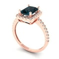 thumbnail image 2 of 1.86ct Emerald Cut Blue Natural London Blue Topaz 18k Pink Rose Gold Engraving Statement Bridal Wedding Halo Designer Ring Size 4, 2 of 5