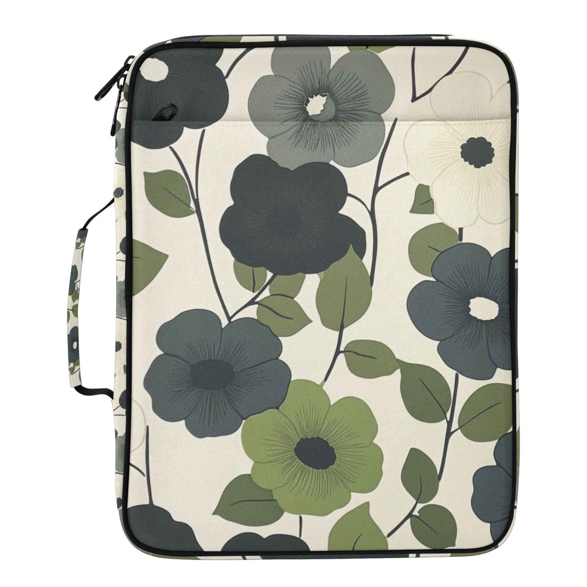 FORMRS Accordion File Folder A4 Size 7-Pocket Expanding Document Organizer Bag with 3 Ring Binder, Navy Flower