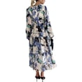 thumbnail image 5 of CHUNTIAN Women's V Neck Long Sleeve Bohemian Maxi Dress Loose Floral Print Ruffle Boho Dress Long Flowy Beach Party Dresses, 5 of 6