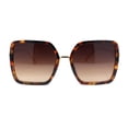thumbnail image 2 of Lion Emblem Diva Oversize Rectangle Butterfly Luxury Fashion Sunglasses Tortoise Gold - Brown, 2 of 4