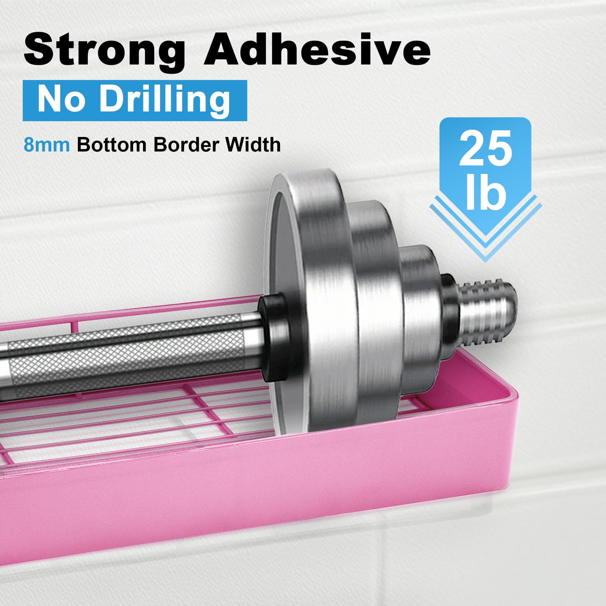 Shuntong Premium Shower Caddy, Adhesive Bathroom Shower Organizer and Storage, No Drill Shower Shelves for Inside Shower, Rustproof Shower Storage Rack 4 Pack Pink