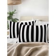 thumbnail image 3 of 1 Pack Outdoor Throw Pillow, Black Striped Waterproof Pillow with Insert Included, Modern Farmhouse Black White Stripes Decorative Accent Cushion Lumbar Pillows for Patio Porch, 12 x 20 In, 3 of 8