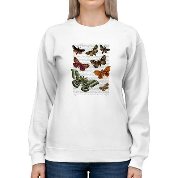 Paper Moths Sweatshirt Women -Fab Funky Designs, Female x-Large