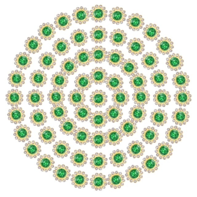 12mm Sunflower Diamond Sew on Rhinestones, 150 Pcs Rhinestone Sequin Embellishments Crystal Glass Metal Base for Bedazzling, Light Green