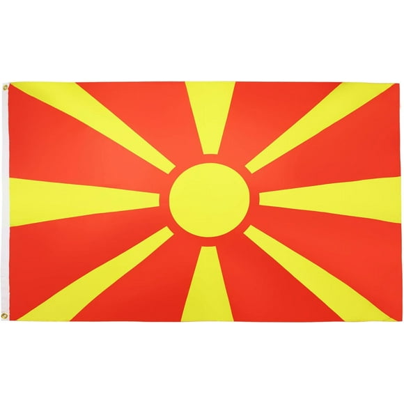 2024 Paris Olympics Macedonia Flag - 3x5 Ft - 100D Polyester Macedonian Banner with Two Metal Grommets - Fade Resistant - Vivid Colors - 3' x 5' Feet - 150x90 Cm High quality