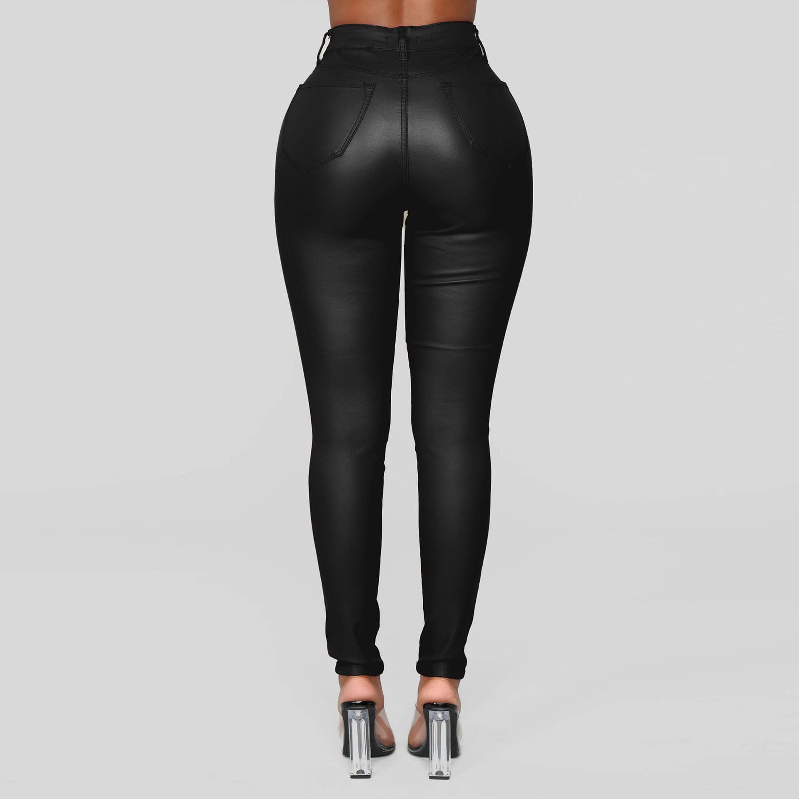 YWDJ Stacked Leather Pants for Women Fashion Women Solid