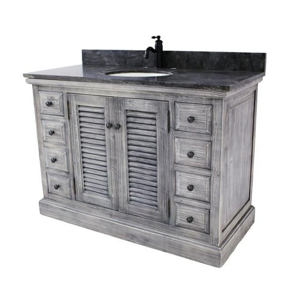 WK1948-G plus WK top 48 in. Rustic Solid Fir Sink Vanity In Grey-No Faucet