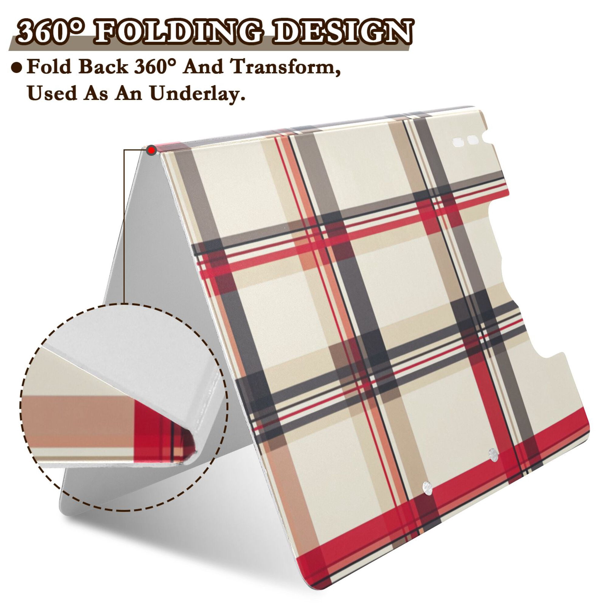 FORMRS A4 Clipboard Folder with Pen Holder Horizontal Foldable School Office Binder, Red Tartan