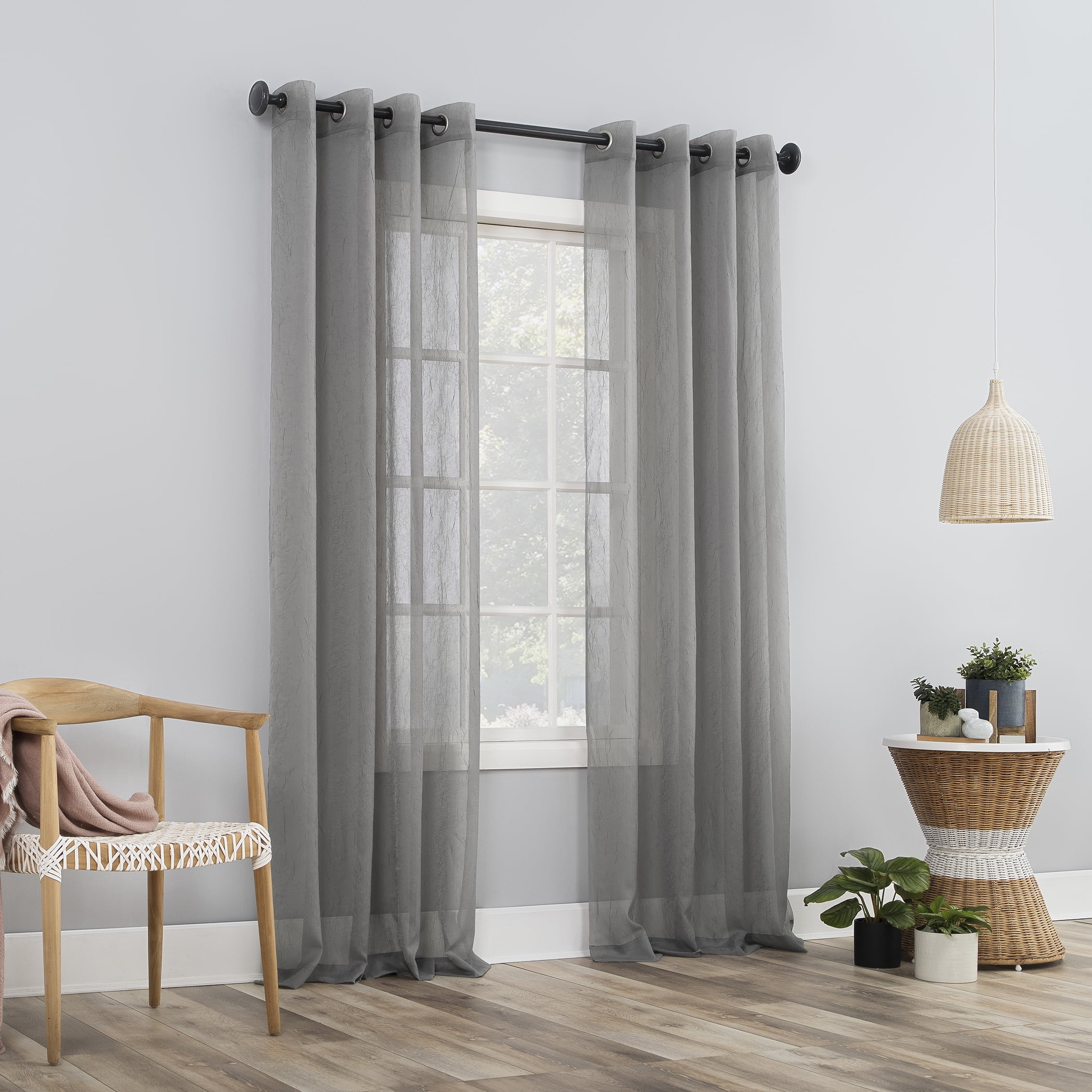 Mainstays Marjorie Crushed Sheer Voile Grommet Curtain Panel