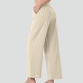 thumbnail image 4 of Axiiglly Wide Leg Pants for Women Drawstring Elastic Waist Flowy Trousers with Pockets Summer Beach Vacation Pants, S-2XL, 4 of 6