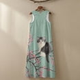 thumbnail image 5 of Xoenoiee Cat Cherry Blossom Print Summer Dresses for Women 2026, Vacation Outfits Casual Sleeveless Sundress Resort Wear, Cotton Linen Lightweight Maxi Dress with Pockets, Size 3XL, 5 of 7