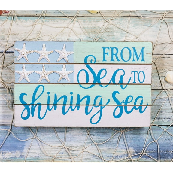Ebros Nautical From Sea To Shining Sea Wall Decor Starfish Stars & Stripes Flag