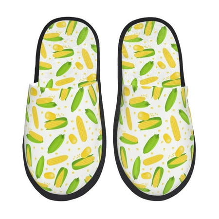 Balery Cartoon Corn Slient Indoor Furry Fleece Comfort House Shoes Soft Non-Slip Home Shoes Cotton slippers House Slippers-- Medium