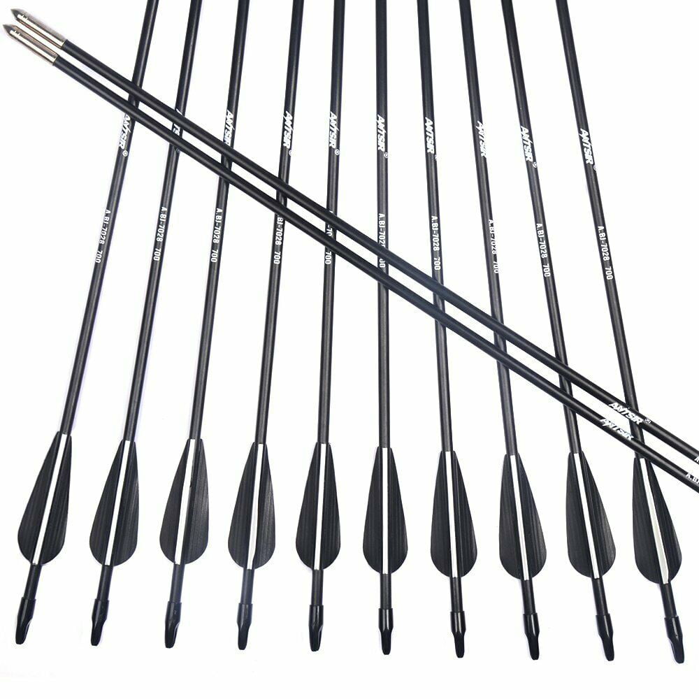 10 Black Fibreglass 28" inch Archery Arrows CARBON GRADE Target & Field 